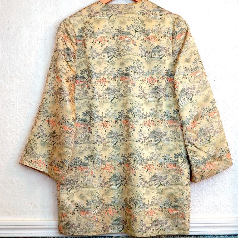 Champagne Gold Chinese Silk Robe - Picture 5 of 7